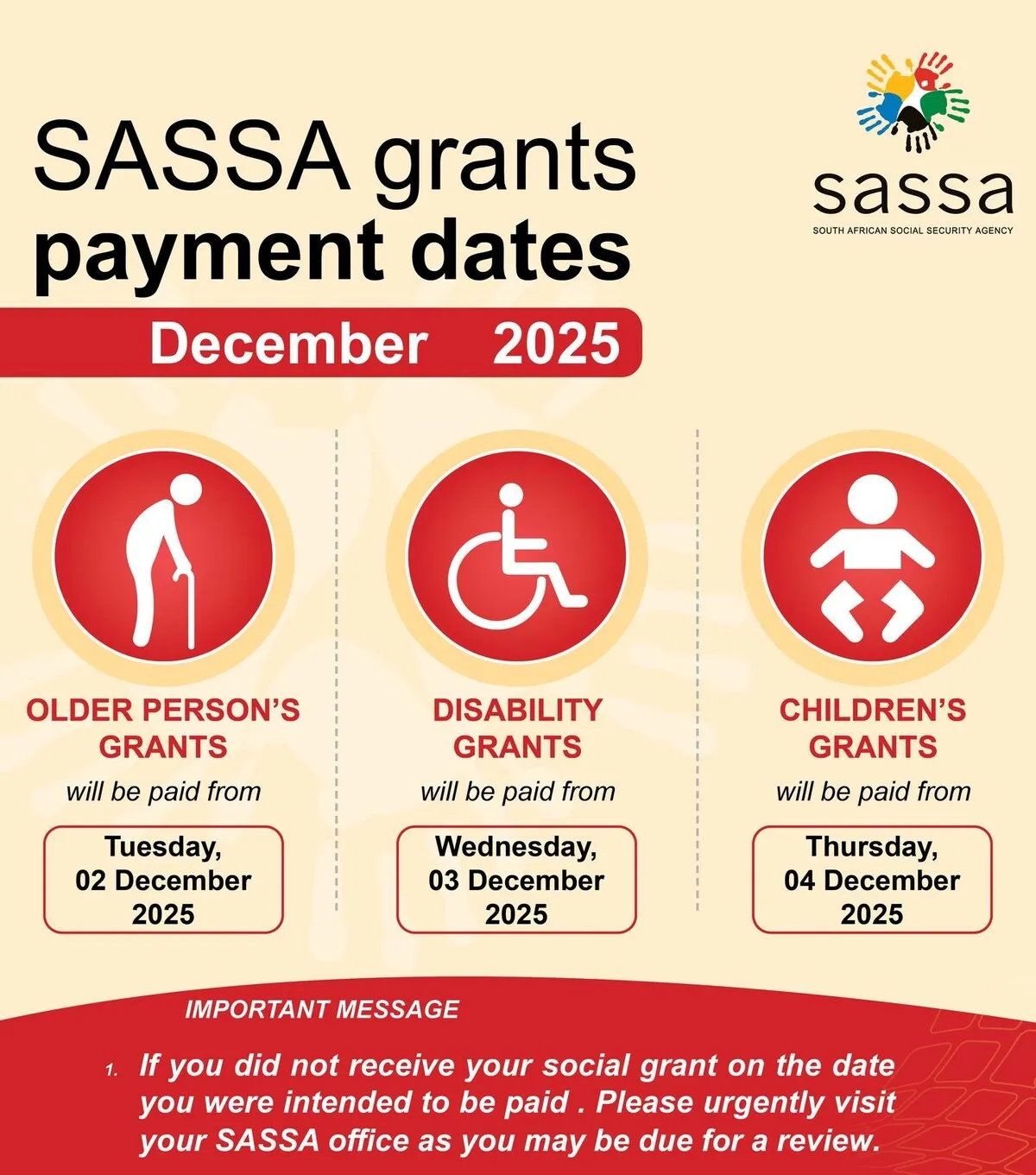 SASSA Payment Dates December 2025