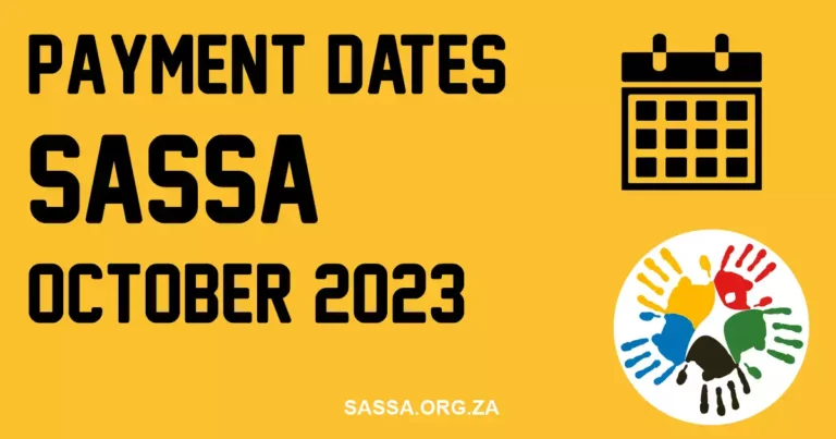 SASSA Payment Dates for October 2023