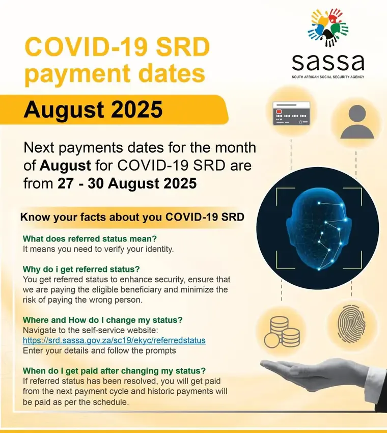 SASSA SRD Payment Dates August 2025